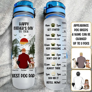 Personalized Happy Father's Day To The Best Dog Dad Water Tracker Bottle Printed PNDT0704