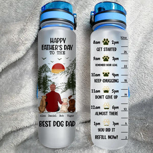 Personalized Happy Father's Day To The Best Dog Dad Water Tracker Bottle Printed PNDT0704