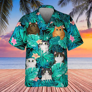 Personalized Cats On Tropical Background Cat Lovers Gift Hawaii Shirt Printed QTHQ0704