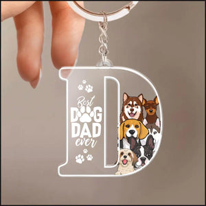 Personalized Best Dog Dad Ever Acrylic Keychain Dog Lovers Gift Printed PNHQ1004