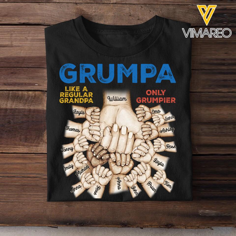 Personalized Grumpa Like A Regular Grandpa Only Grumpier Kid Name Hand Tshirts Printed 23APR-BQT06