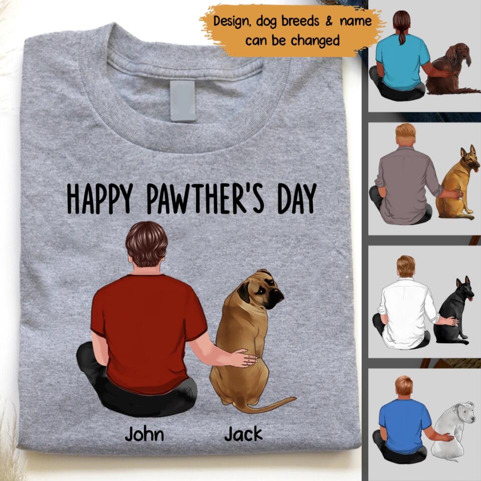 Personalized Happy Pawther's Day Dog Dad with Name Tshirt Printed 23APR-PTN10