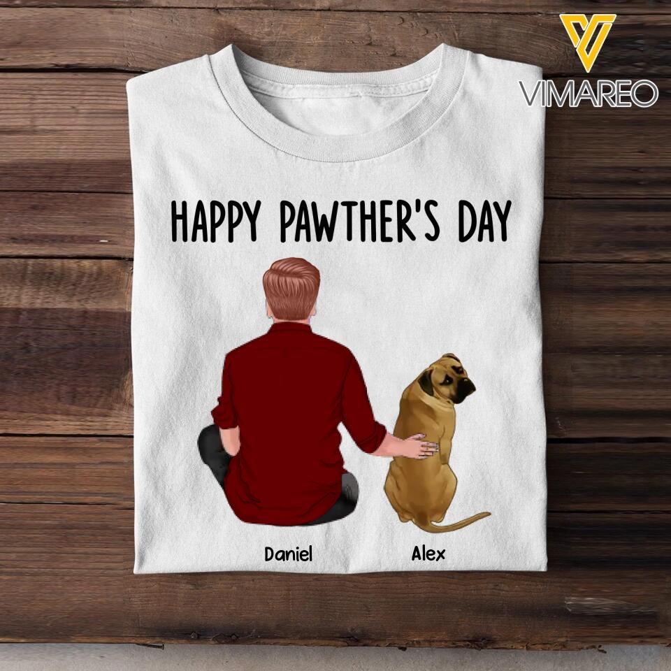 Personalized Happy Pawther's Day Dog Dad with Name Tshirt Printed 23APR-PTN10