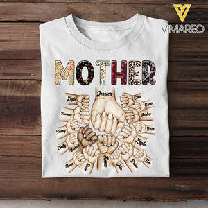 Personalized Mother/Grandma & Kid Name Hand Tshirt Printed 23APR-PTN11