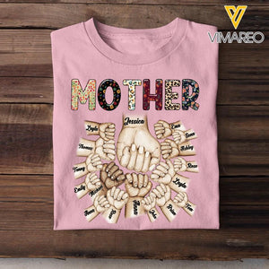 Personalized Mother/Grandma & Kid Name Hand Tshirt Printed 23APR-PTN11