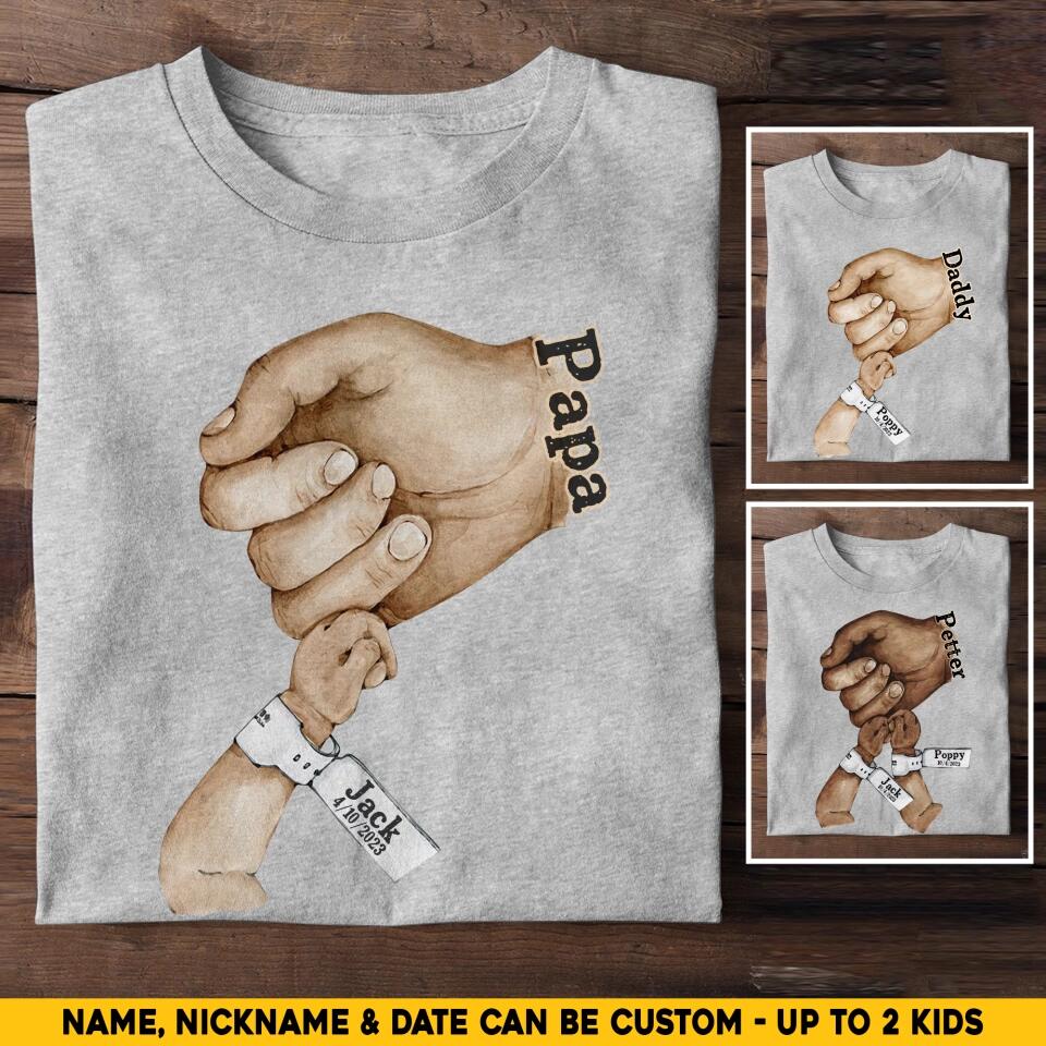 Personalized Best Gift For A New Dad or Grandpa Hand Tshirt Printed QTHQ1204