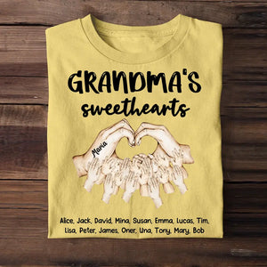 Personalized Grandma's Sweethearts Kid Name Hand Tshirt Printed 23APR-PN13