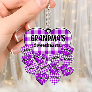 Personalized Grandma Nana Aunt Mom Sweehearts Kid Name Acrylic Keychain Gift Printed 23APR-HQ13