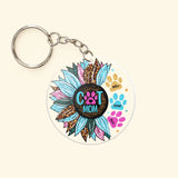 Personalized Cat Mom Sunflower & Name Acrylic Keychain Dog Lovers Gift Printed PNHQ1404