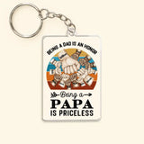 Personalized Being A Dad Is An Honor Being A Papa Is Priceless Kid Hand Acrylic Keychain Gift Printed PNPN1404