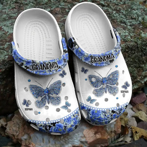 Personalized Butterflies Flowers Auntie & Kid's Name Clog Slipper Shoes Printed 23APR-HQ15