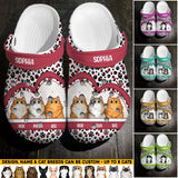 Personalized Cat Mom Leopard Heart Cat Name Clog Slipper Shoes Printed 23APR-HQ17