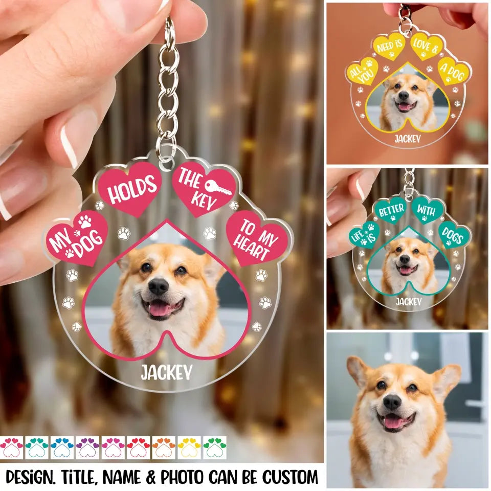 Personalized Upload Your Dog Photo Just A Girl Who Loves Dogs Acrylic Keychain Printed PNHQ1804