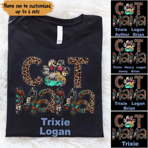 Personalized Cat Mama With Cat Name Cat Lovers Gift Tshirt Printed 23APR-BQT19