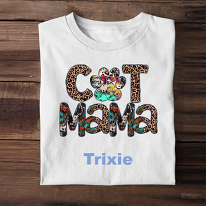 Personalized Cat Mama With Cat Name Cat Lovers Gift Tshirt Printed 23APR-BQT19