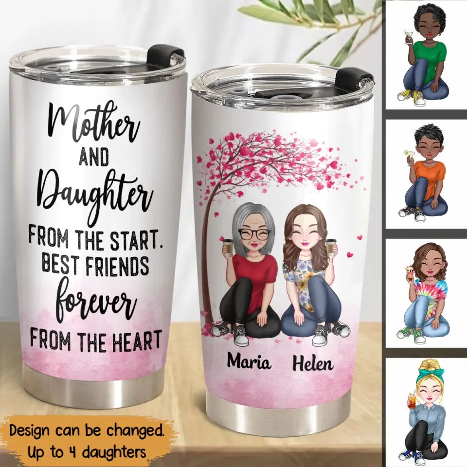 Personalized Mother & Daughters Forever Linked Together Tumbler Printed QTPN1904