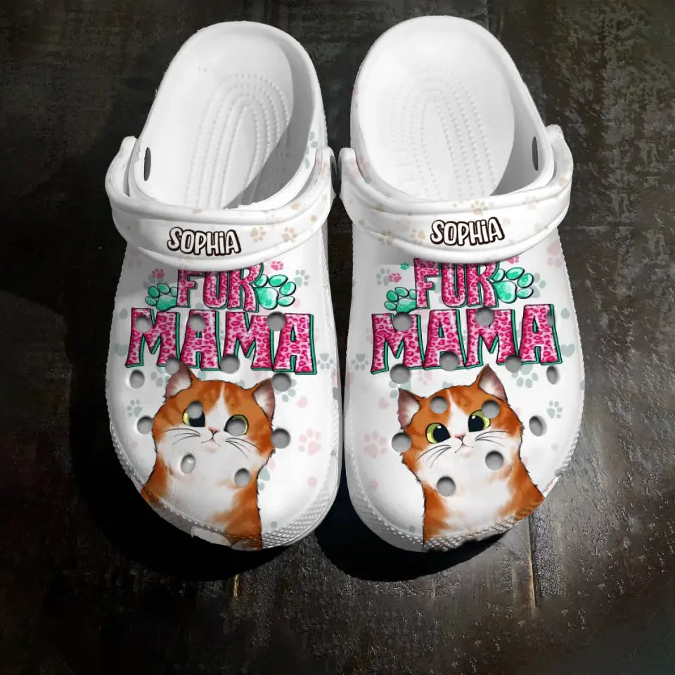 Personalized Fur Mama Pet Name Cat Lovers Dog Lovers Gift Clog Slipper Shoes Printed 23APR-HQ19