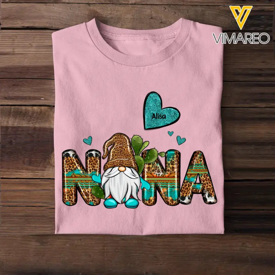 Personalized Nana Gnome Heart Kid Name T-shirt Printed 23APR-PTN20