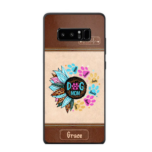 Personalized Dog Mom Sunflower & Dog Name Dog Lovers Gift Leather Phonecase Printed 23APR-BQT21