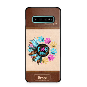 Personalized Dog Mom Sunflower & Dog Name Dog Lovers Gift Leather Phonecase Printed 23APR-BQT21