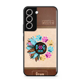 Personalized Dog Mom Sunflower & Dog Name Dog Lovers Gift Leather Phonecase Printed 23APR-BQT21