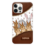 Personalized Rabbit & Name Bunny Lovers Gift Leather Phonecase Printed 23APR-HQ24