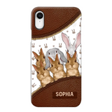 Personalized Rabbit & Name Bunny Lovers Gift Leather Phonecase Printed 23APR-HQ24