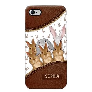 Personalized Rabbit & Name Bunny Lovers Gift Leather Phonecase Printed 23APR-HQ24