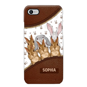 Personalized Rabbit & Name Bunny Lovers Gift Leather Phonecase Printed 23APR-HQ24