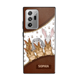 Personalized Rabbit & Name Bunny Lovers Gift Leather Phonecase Printed 23APR-HQ24