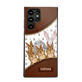 Personalized Rabbit & Name Bunny Lovers Gift Leather Phonecase Printed 23APR-HQ24