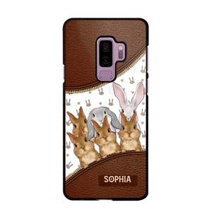 Personalized Rabbit & Name Bunny Lovers Gift Leather Phonecase Printed 23APR-HQ24