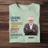 Personalized Upload Your Grandpa Photo Legend Husband Daddy Grandpa T-shirt Printed 23APR-TB25