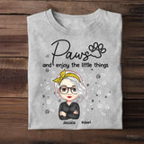 Personalized Paw And Enjoy The Little Things, Dog Lover, Cat Lover Tshirt Printed QTPN2704