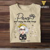 Personalized Paw And Enjoy The Little Things, Dog Lover, Cat Lover Tshirt Printed QTPN2704