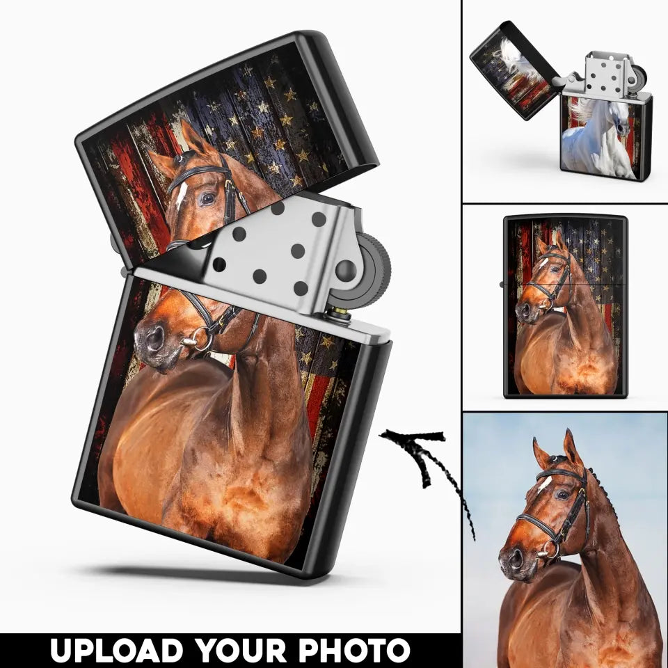 Personalized Upload Your Horse Photo with Name Lighter Case Printed 23APR-HQ27