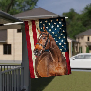 Personalized Upload Your Horse Photo House Flag Printed 23APR-HQ28