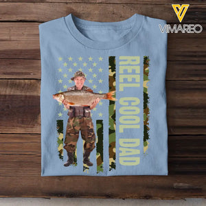 Personalized Upload Your Fishing Photo Reel Cool Dad Tshirt Printed QTBQT2804