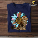 Personalized Upload Your Cat Photo Sunflower Tshirt Printed 23APR-TB28