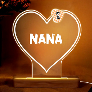 Personalized Grandma Nana with Kid Name Heart Led Lamp Printed QTTB2804