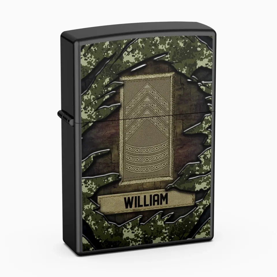 Personalized Danish Veteran/Soldier Rank Camo with Name Lighter Case Printed 23MAY-HQ04