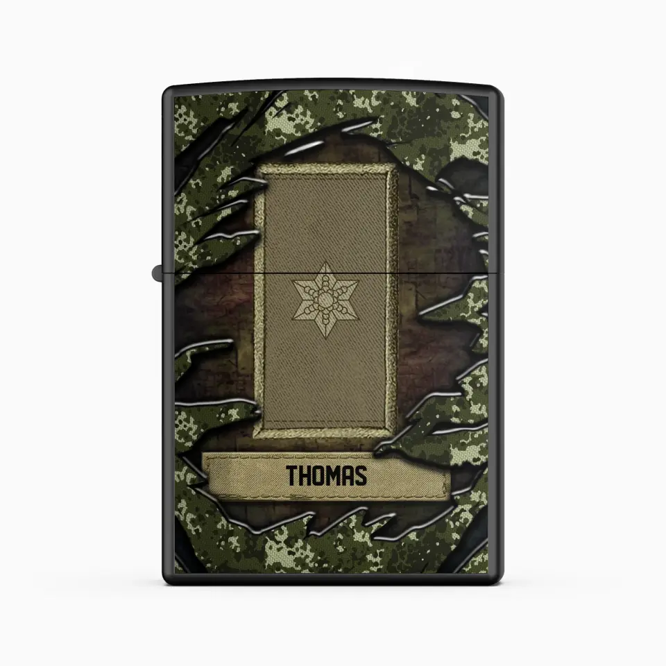 Personalized Danish Veteran/Soldier Rank Camo with Name Lighter Case Printed 23MAY-HQ04