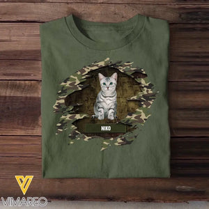 Personalized Upload Your Cat Photo with Name Cat Lovers T-shirt Printed PNBQT0405