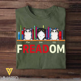 Personalized Freadom Book Lover, Cat Lover Tshirt Printed QTHQ06523