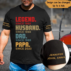 Personalized Legend Husband Dad Papa With Kid Name Gift For Dad For Father Tshirt 3D Printed QTPN0405