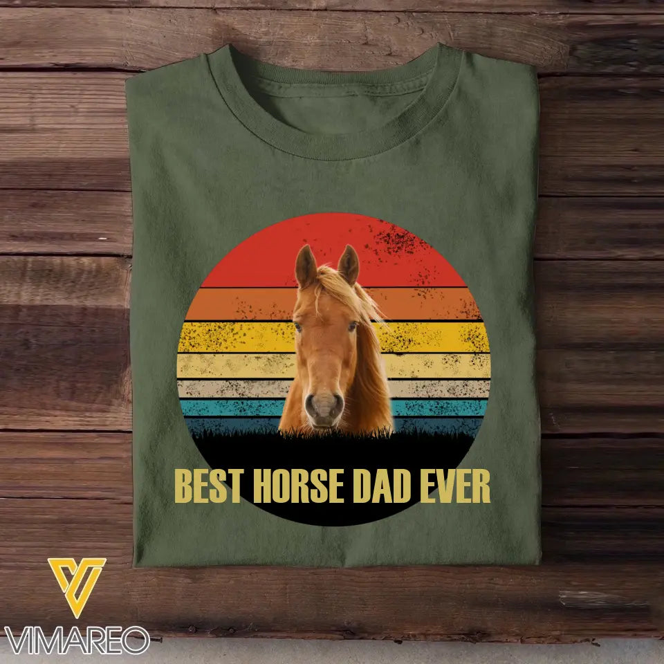 Personalized Upload Your Horse Photo Best Horse Dad Ever Tshirt Printed 23MAY-TB08