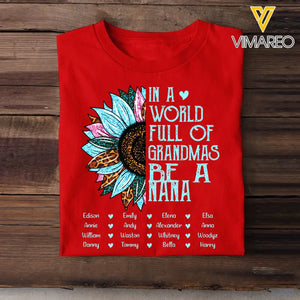 Personalized Sunflower with Kid Name In A World Full Of Grandmas Be A Papaw T-shirt Printed 23MAY-BQT06