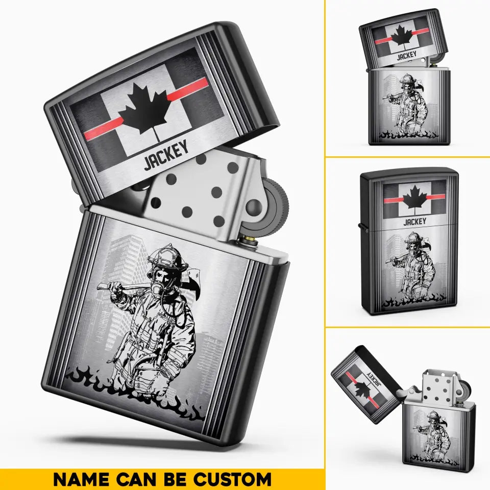 Personalized Canadian Firefighter with Name Lighter Case Printed 23MAY-HQ09