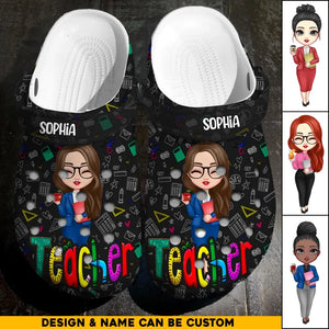 Personalized Teacher with Name Clog Slipper Shoes Printed 23MAY-HQ09