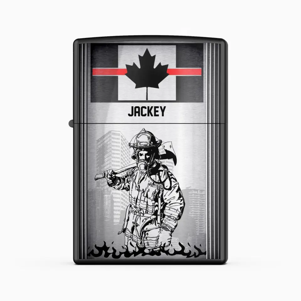 Personalized Canadian Firefighter with Name Lighter Case Printed 23MAY-HQ09